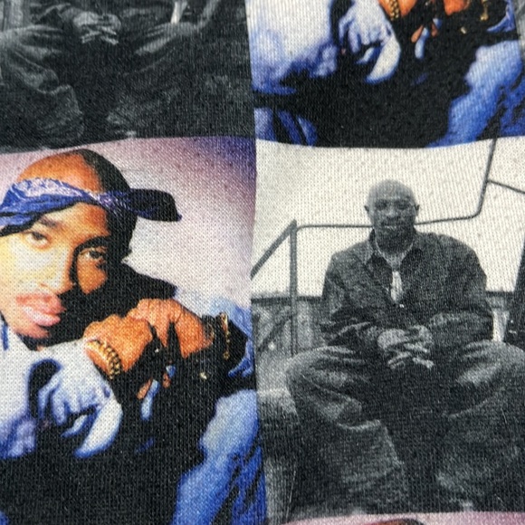 2Pac Cropped Portrait Picture Long Sleeve Hoodie Sz L GUC - Picture 6 of 9